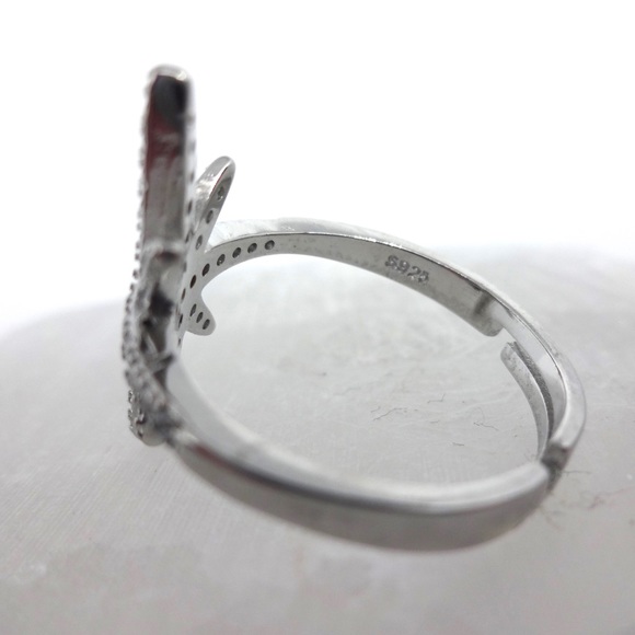 NEW ⭐️ Rhinestone Star Silver Adjustable Ring - Picture 7 of 7